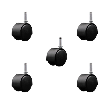 Service Caster 2'' Black Metal Hood Twin Wheel Caster Nylon Wheels Grip Ring Stem, 5PK SCC-GR02S50D-NYS-FB-716X1716-5
